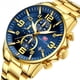 thumbnail image 1 of Reloj dorado con esfera grande para hombre, reloj con luz nocturna, resistente al agua, con tira de acero para hombre, 1 of 5