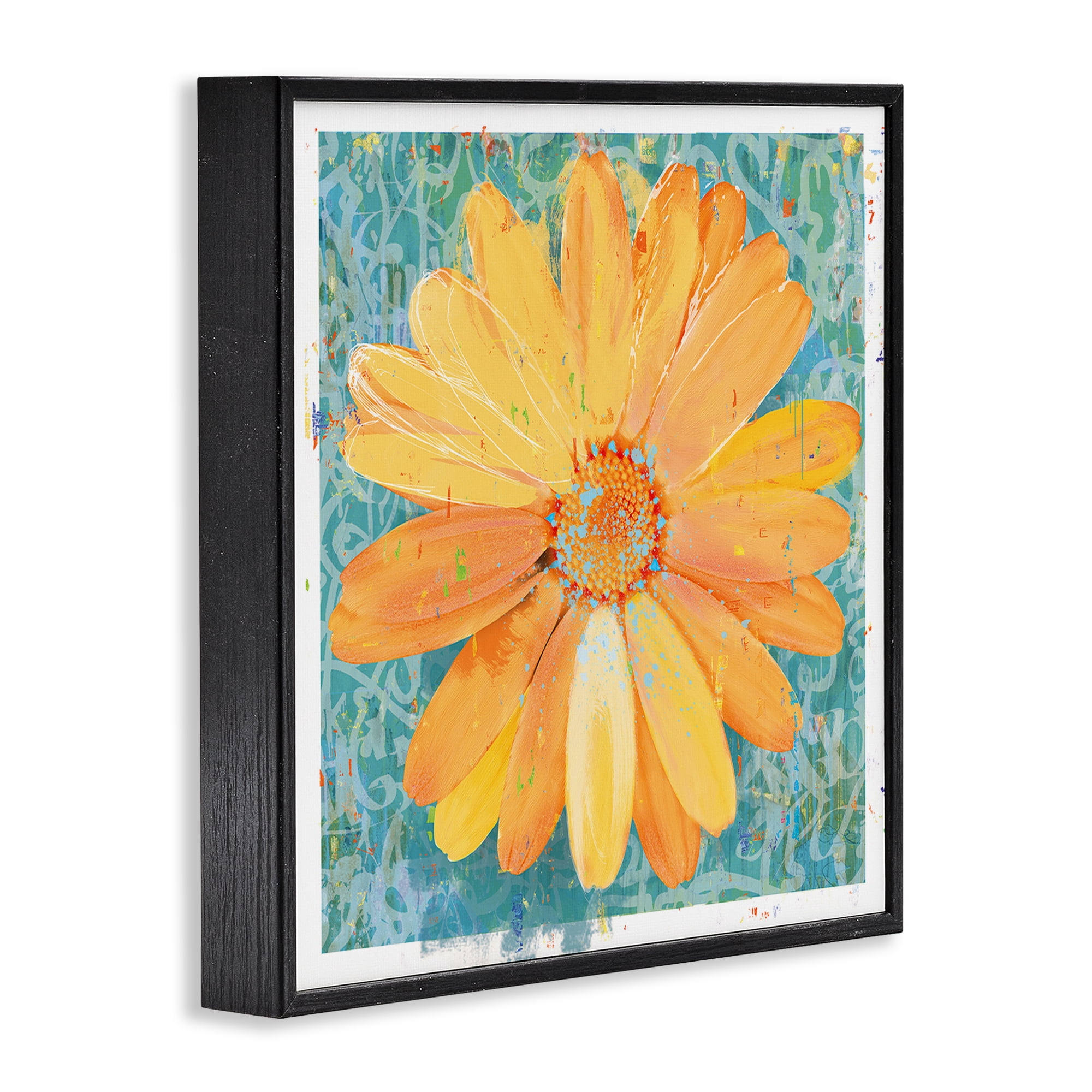 Stupell Industries Urban Daisy over Graffiti Black Framed Giclee Art, design by Porter Hastings