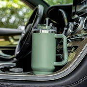 Blue Tumbler with straw + 40 oz Tumbler with straw, Tumbler With Handle, Stainless Steel Tumbler Water Iced Tea Coffee