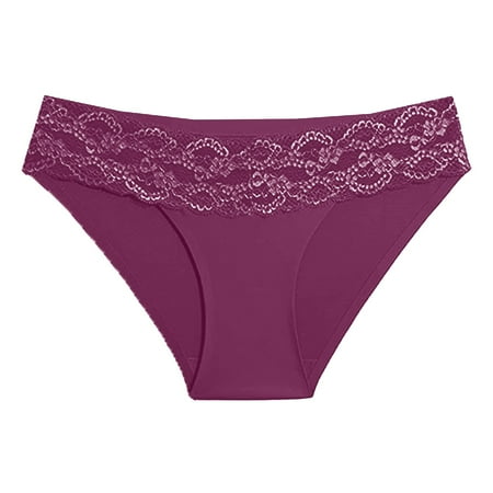 

Underwear For Women Fashion Lace Trim Briefs Low Waist Breathable Lightweight Plus Size Panties 3 Pack