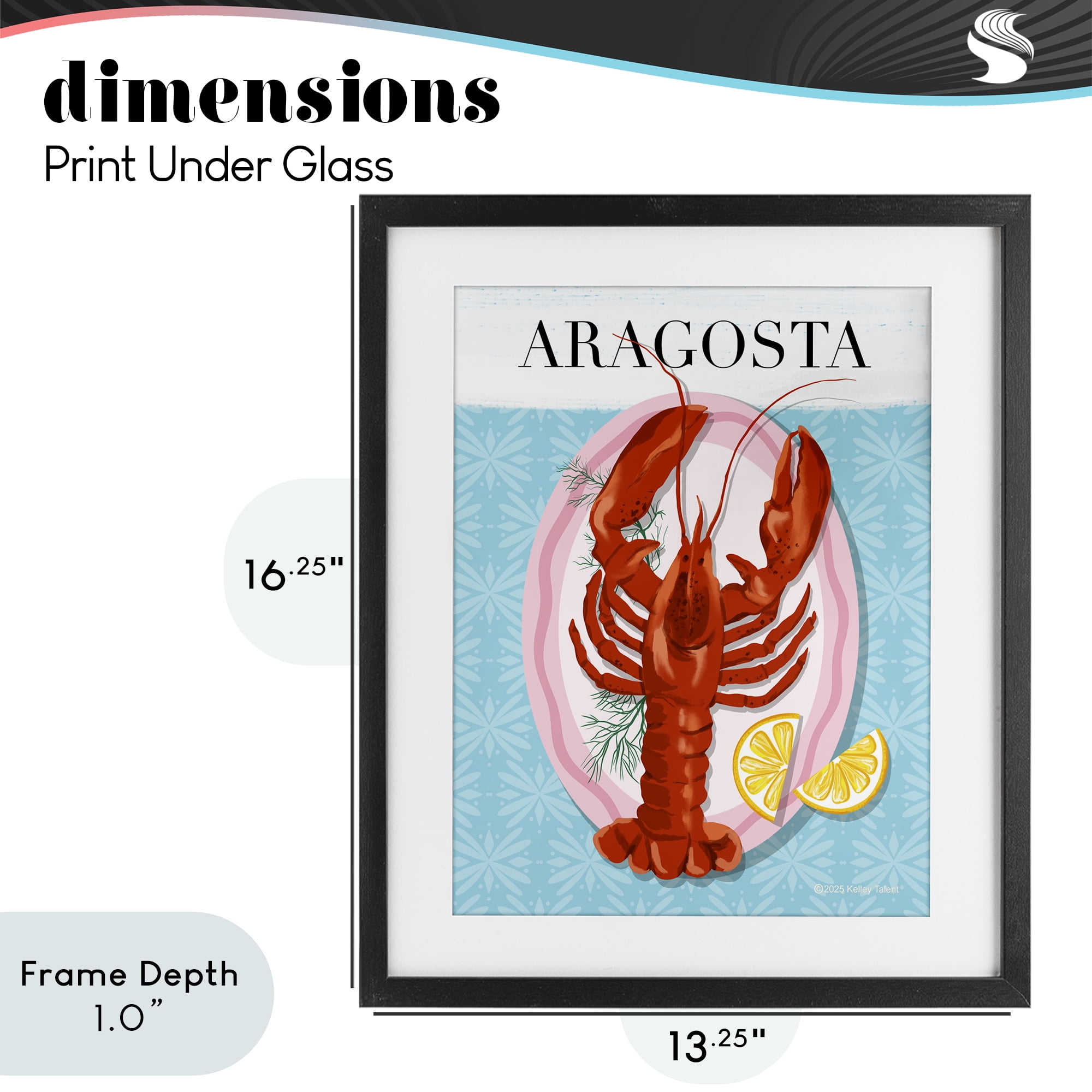 Stupell Industries Aragosta Lobster Dish Black Framed Print Under Glass, design by Kelley Talent
