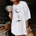 thumbnail image 2 of Blusa de manga corta con estampado de luna y sol de calavera con mangas caídas vintage para mujer Pompotops  hfajkhk127940, 2 of 9