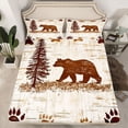thumbnail image 2 of Manfei Woodland Animal Bear Bed Sheets,Kawaii Paws Print King Sheets,Brown Beige Sheet Set For Boys Kids,Super Cozy Room Decor,4 Pieces, 2 of 7