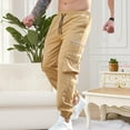 thumbnail image 3 of MELDVDIB Mens Cargo Pants Baggy Drawstring Elastic Waist Joggers Solid Color Stretch Outdoor Pants with Pockets Yellow S, 3 of 8