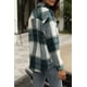 thumbnail image 4 of Shacket Trendy Queen para mujer, casual, a cuadros, con botones, color verde claro, 4 of 6