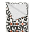 thumbnail image 2 of Modern Art Soft Flannel Fleece Blanket, New Age Retro Minimalist Concentric Spiral Vortex Abstract Work of Art, Cozy Plush for Indoor and Outdoor Use, 50" x 60", Orange Charcoal Grey, by Ambesonne, 2 of 5