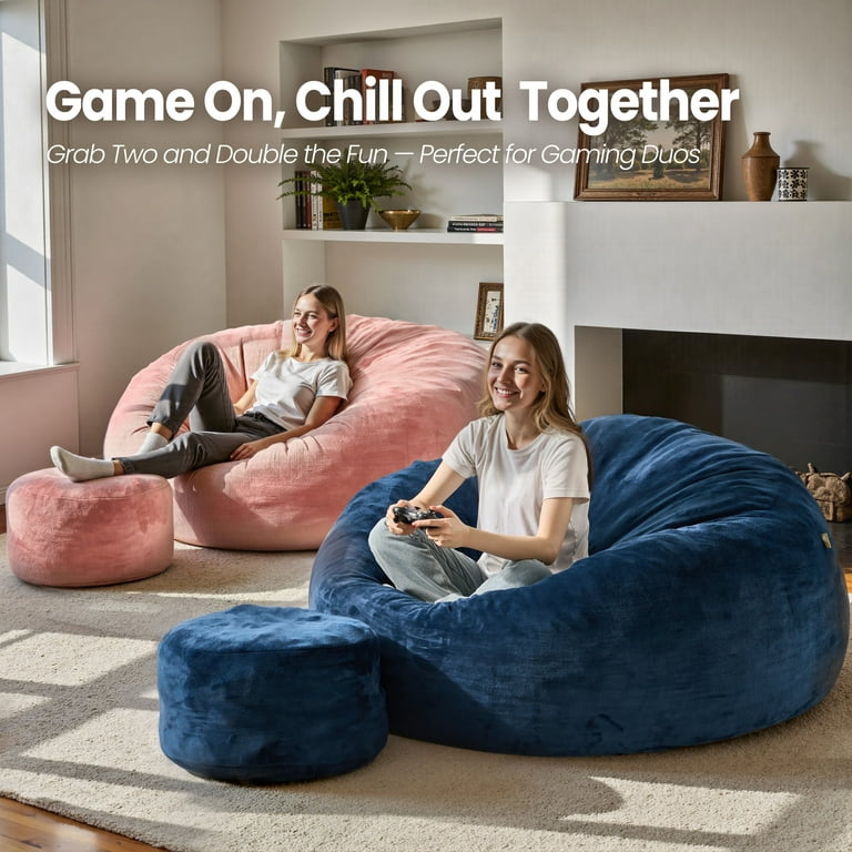 Ovios Oversized 5FT Bean Bag Chair with Ottoman, Memory Foam