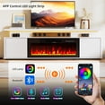 thumbnail image 3 of HARIPUL 70" Fireplace TV Stand for TVs Up to 80" with 36" Electric Fireplace, LED Light Entertainment Center, Dual-Layer Media Console Table with Storage Cabinet, Living Room TV Console, White, 3 of 7