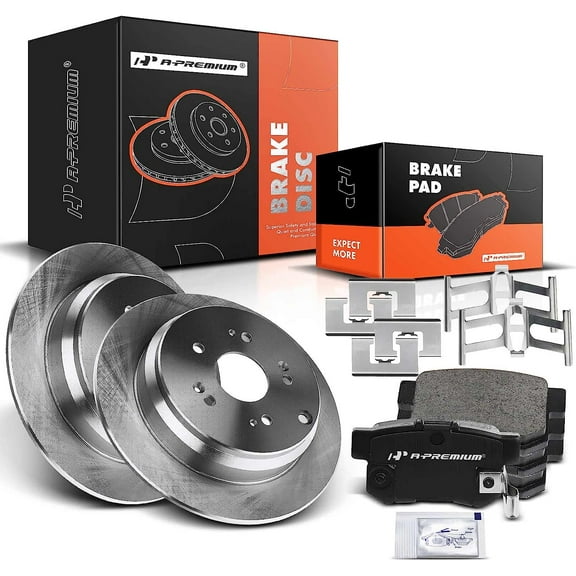 A-Premium 11.99 inch (304.5mm) Rear Solid Disc Brake Rotors   Ceramic Pads Kit Compatible with Select Acura Models - RDX 2007 2008 2009 2010 2011 2012, 6-PC Set