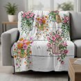 thumbnail image 2 of Pink Spring Floral Blanket Soft Cozy Warm Twin Blanket for Bed, Plush Fuzzy Flannel Fleece Blankets for Sofa, Wooden Elegant Farmhouse Botanical Throw Blankets for Couch, Gifts for Men, 60"x80", 2 of 9