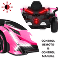 thumbnail image 2 of Montable Eléctrico para Niños Deportivo Lambo Luces Sonido Control Remoto Bluetooth Batería 12v - Rosa, 2 of 8