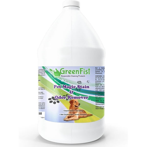 Pet Stain & Odor Remover Magic Fast Acting Carpet Spot Cleaner Enzyme Powered Formula Cats,Dogs, Small Animal, 1 Gallon