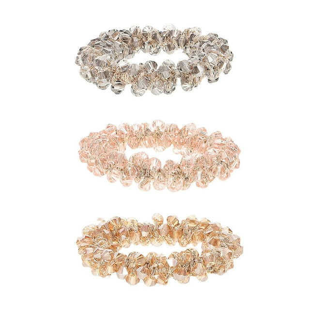 Here's a refined and engaging product description based on the details you provided:\n\n \n\n**3pcs Crystal Rhinestone Hair Ties for Women – Elegant Grey
