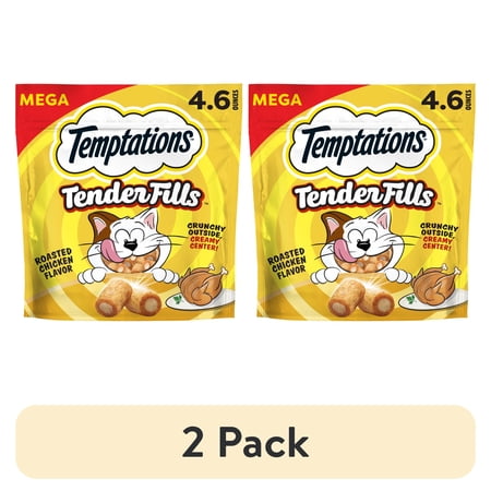 (2 pack) Temptations Tender Fills Roasted Chicken Flavor Crunchy And Soft Adult Treats For Cats, 4.6 Oz Pouch