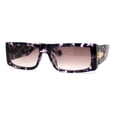 thumbnail image 1 of Square Flat Top Narrow Rectangular Plastic 90s Sunglasses Purple Tortoise Brown, 1 of 4