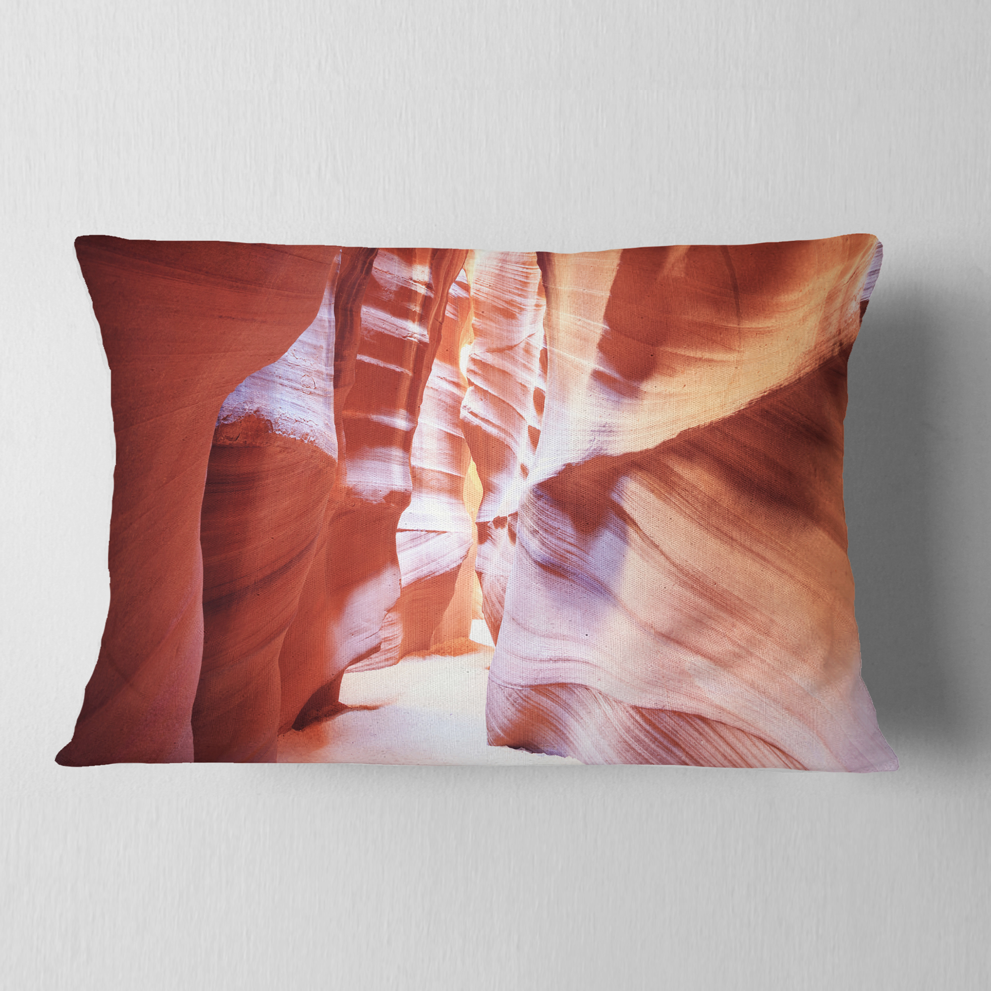 Designart Panoramic View Antelope Canyon - Landscape Photography Throw Pillow - 12x20