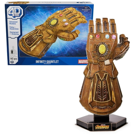 4D Build, Marvel Infinity Gauntlet 3D Puzzle Model Kit with Stand 142 Pcs | Thanos Desk Decor | Building Toys | 3D Puzzles for Adults & Teens 12 S301