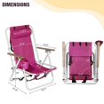 thumbnail image 6 of Folding Beach Chairs for Adults - 4 Position Reclining Portable Camping Chairs with Headrest, Cup Holder & Wooden Armrests | Heavy Duty Backpack Foldable Lounge Chairs for Outdoor, Backyard, Travel, 6 of 7