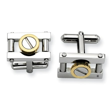 Stainless Steel w/ Gold IPG Cuff Links