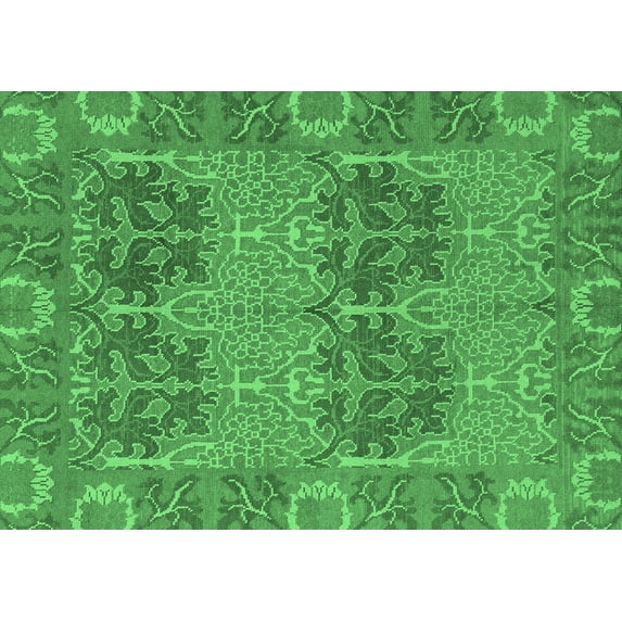 Ahgly Company Indoor Rectangle Abstract Emerald Green Modern Area Rugs, 6' x 9'