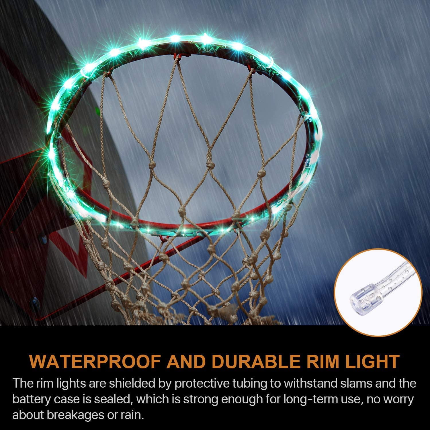 TIKSCIENCE Led Basketball Hoop Light Remote Control Basketball Rim and Pole Lights Basketball Lights Set 16 Color Change Waterproof Bright Play at Night Outdoor Kids Gift for Training 