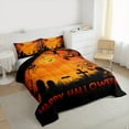 thumbnail image 3 of Feelyou Gothic Pumpkin Ghost Queen Comforter Set for Kid, Black Orange Bedding Sets, Happy Halloween Style Reversible Bedding Comforter Set, Ultra Soft Home Decor, 3pcs, 3 of 8