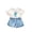 Blue, variant on REDARER Girls Casual Wear Set, Grape Print Tee & Gingham Shorts, Soft Breathable 2-Piece Summer Outfit,2-3 Years