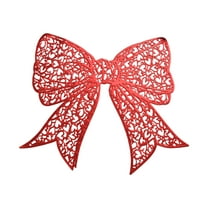 Beautynvta Valentines's Day Bow Placemat, Red Hollowed-Out PVC Table Mat Easy Clean Non-Slip Washable for Dining Tables Kitchen Decor