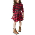 thumbnail image 2 of Sngxgn Girls Dresses Casual A-line Ruffled Button Long Sleeve Swing Dress(E,140), 2 of 6