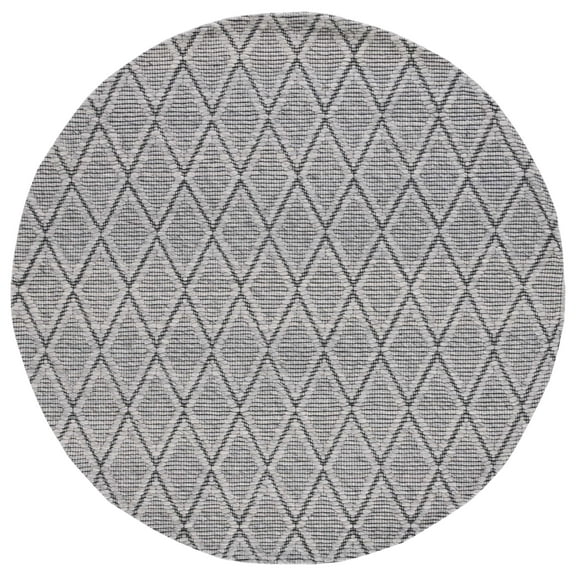 SAFAVIEH Marbella Aniyah Diamond Area Rug, Light Grey/Black, 6' x 6' Round