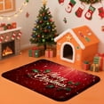 thumbnail image 6 of 3PCS Kitchen Mat set, Welcome Door Flannel Rug,Home Decor for Front Door,Kitchen, Bathroom, Merry Christmas Red Background With Holly And Snowflake Pattern ,Great, 6 of 9
