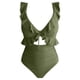thumbnail image 3 of Trajes de Baño de Corte Alto para Mujeres de Color Sólido con Cojín de Pecho, sin Soporte de Acero Traje de Baño Dividido con Cordón Suelto, Cintura Alta, 3 of 7
