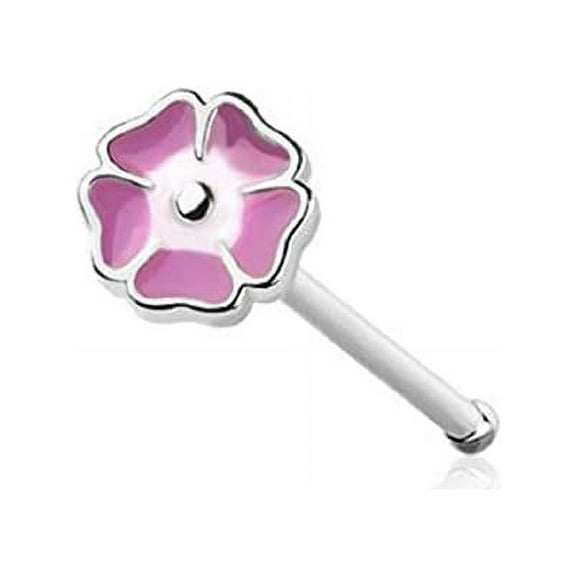 Body Accentz Nose Ring Stud Enamel Shaped Flower Shape 316L Surgical Steel Bone