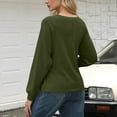 thumbnail image 5 of CQONEPT Women's Sweatshirts Tie Front Crewneck Pullover Tops Color Block Raglan Sleeve Tunic Tops Fall Winter Clothes Army Green XL, 5 of 6