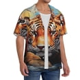 thumbnail image 2 of Yiaed Colorful Plant Tiger Print Mens Casual Wrinkle Free Shirts Short Sleeve Button Down Summer Stretch Dress Shirt-Small, 2 of 5