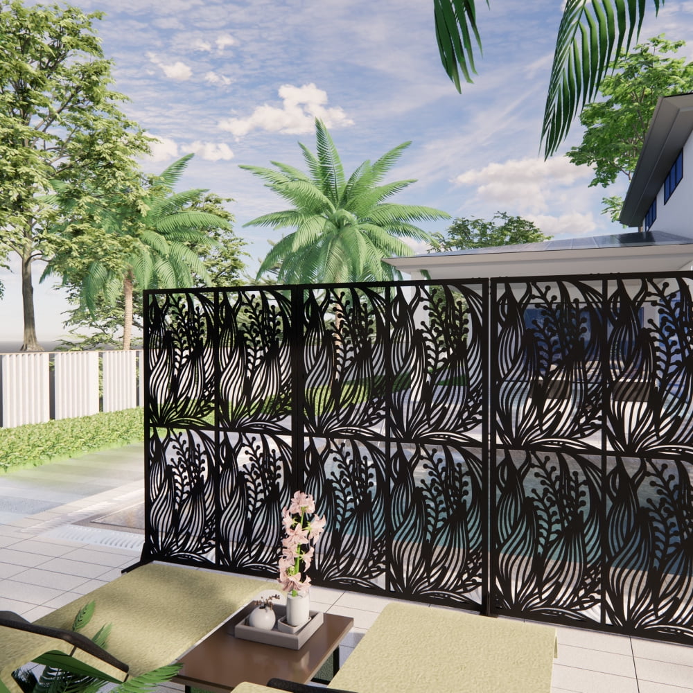 Holaki Metal Privacy Screen, 72" H x 45.3" W, Freestanding Decorative Room Divider for Balcony, Patio, Garden, Waterproof & Rustproof with Bird Shape Hollow Design, Easy Assembly