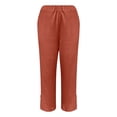 thumbnail image 5 of Timegard Capri Pants for Women Elastic Waist Straight Leg Split Button Casual Lightweight Crop Pants, 5 of 5