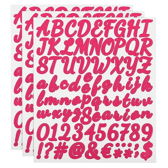 Uxcell Letter Number Stickers Kit, Self Adhesive Vinyl Cursive Alphabet Decals for Mailbox Sign Fuchsia