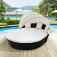 thumbnail image 6 of Family Set Outdoor rattan daybed sunbed with Canopy Wicker Furniture, Round Outdoor Sectional Sofa Set, black Wicker Furniture Clamshell Seating with Washable Cushions, 6 of 9