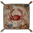 thumbnail image 2 of Women Girls Leather Square Dish Trinket Plate Jewelry Tray, Vintage Map Crab Seashells Flag Mothers Day Birthday Gift, 20.5x20.5cm, 2 of 6