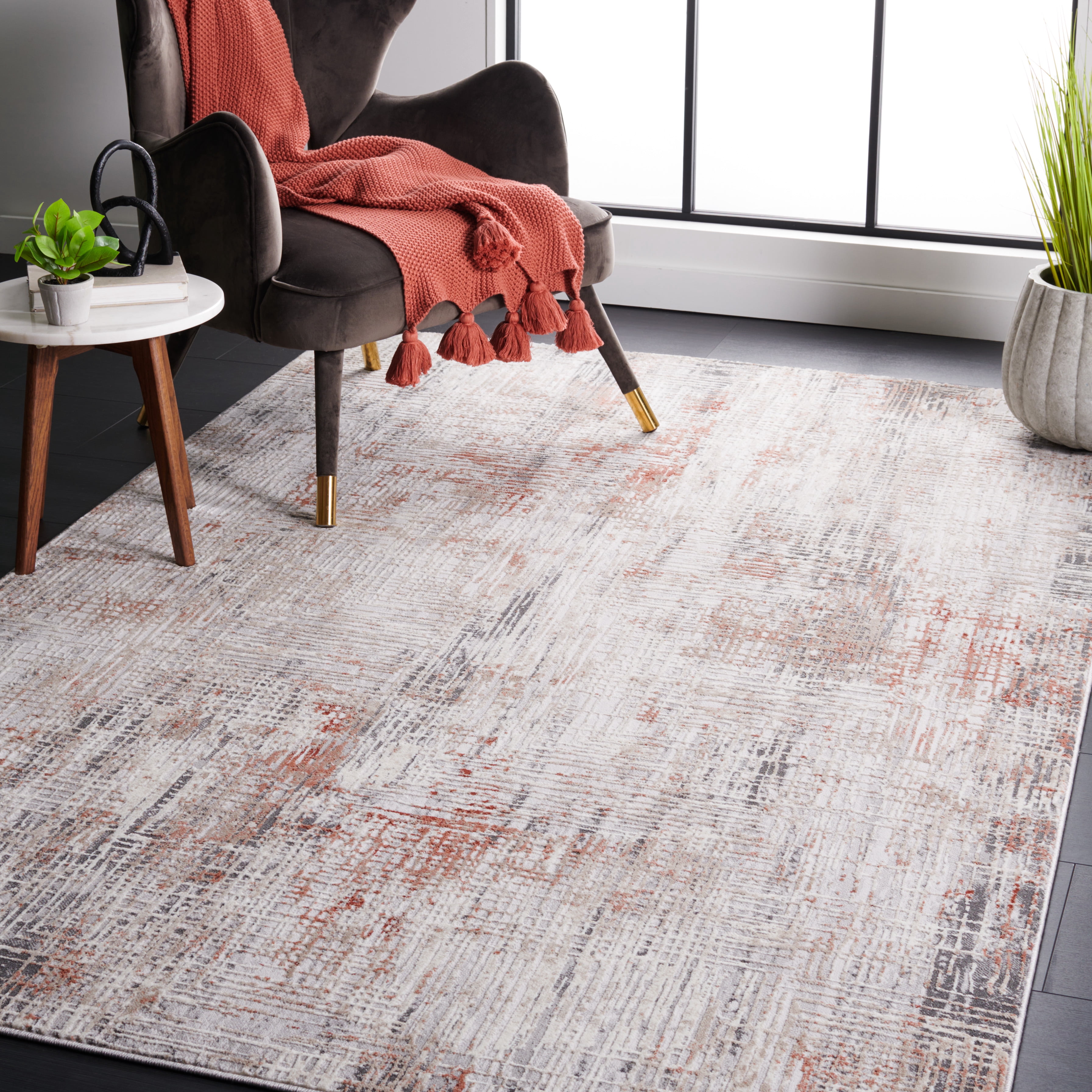 SAFAVIEH Vogue Martha Abstract Area Rug, Rust/Grey, 9' x 12'