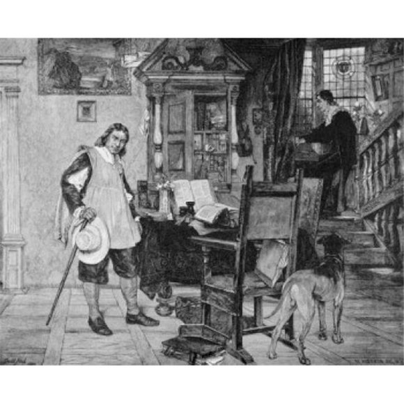 Posterazzi SAL9001200 Oliver Cromwell Visits Milton David Dalhoff Neal 1838-1915 Affiche Lithographie Américaine Imprimée - 18 x 24 Po.
