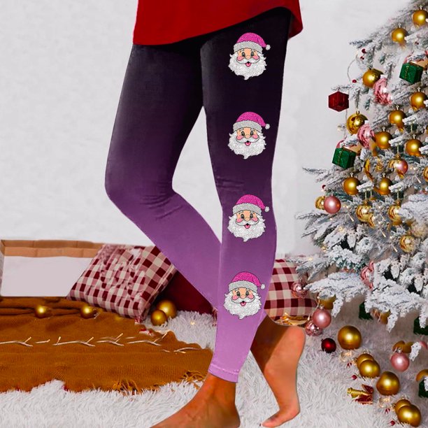 Leggings de cintura alta para mujer, pantalones de yoga para entrenamiento, suaves, elásticos, cómodos, con estampado navideño, diseño de bloques de color para fitness y running 2695
