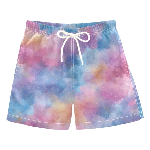 Kids' Beach Pants Comfortable Swim Trunks Watercolor Powder Blue Pattern Shorts for Pool Vacation and Lounge Wear 2T
