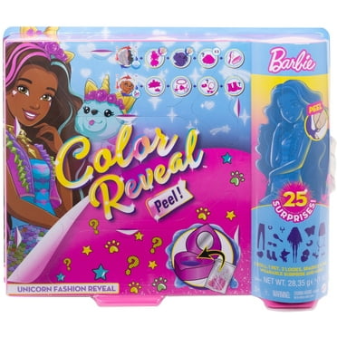 Barbie Color Reveal Peel Doll With 25 Surprises & Unicorn Fantasy Fashion Transformation