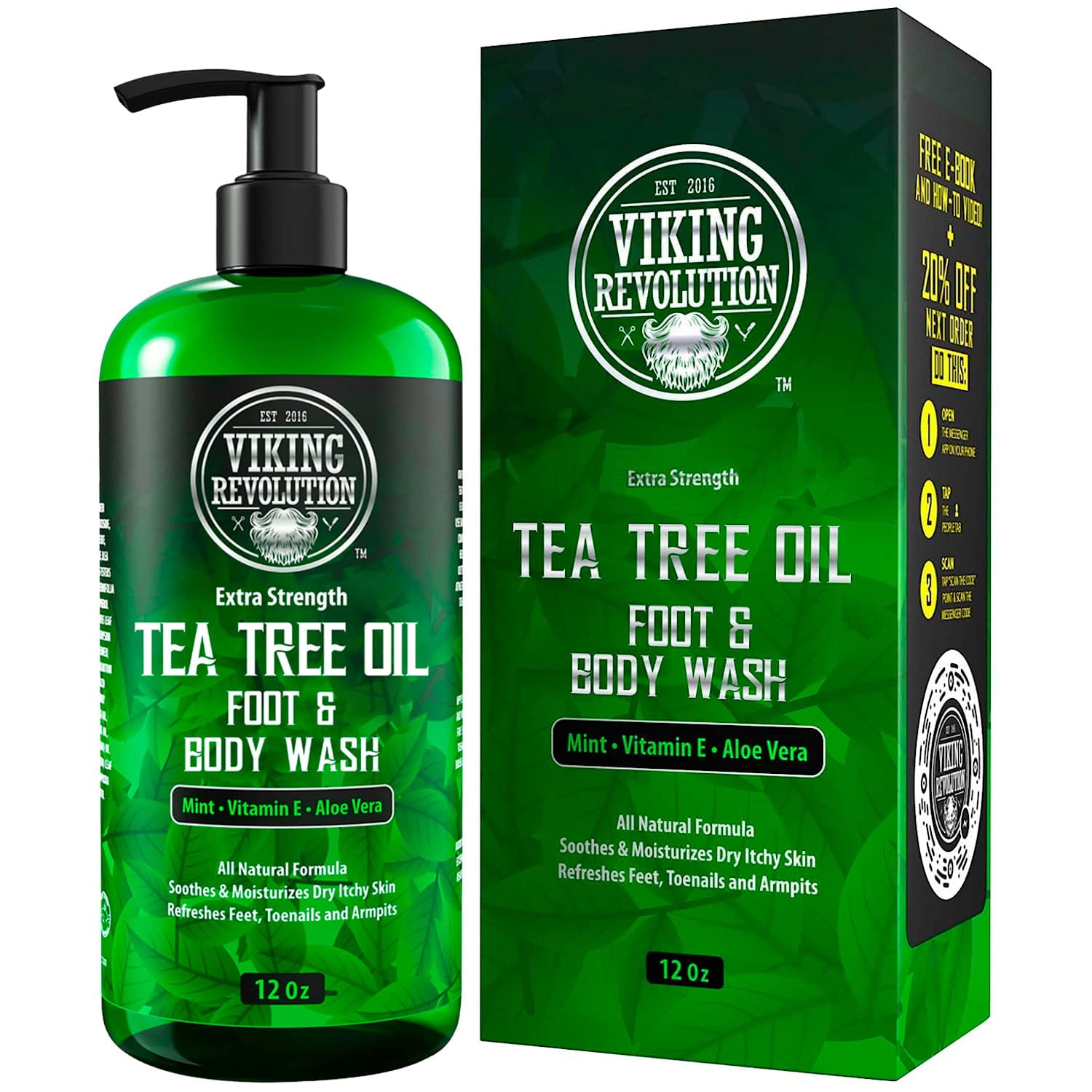Viking Revolution Antifungal Tea Tree Body Wash Soap for Men Helps