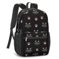 thumbnail image 2 of Black Cat and Dog Paw Print Black Pattern 17" Waterproof Oxford School Backpacks for Teens, S-Shape Padded Straps, for School, Travel, Hiking, Camping, 2 of 5
