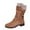 Brown, variant on Fesfesfes Womens Boots Vintage Winter Zipper Mid-Calf Lace Up Slip On Retro Ladies Shoes 6(37)