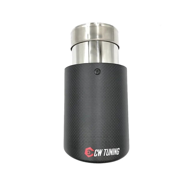 CW Car Matte Carbon Fiber Muffler Exhaust Tip Pipe Mufflers Nozzle Universal Straight Silver Stainless Steel For Akrapovic~15077