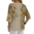 thumbnail image 2 of Craaazy Short Sleeve Button Down Shirts for Women V-neck Loose Cotton and Linen 3/4 Sleeve Prints Summer Clothes Gifts, 2 of 8